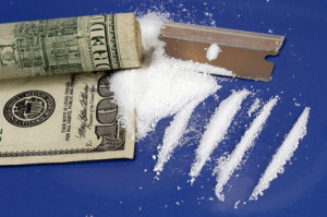 cocaine, money, razor blade